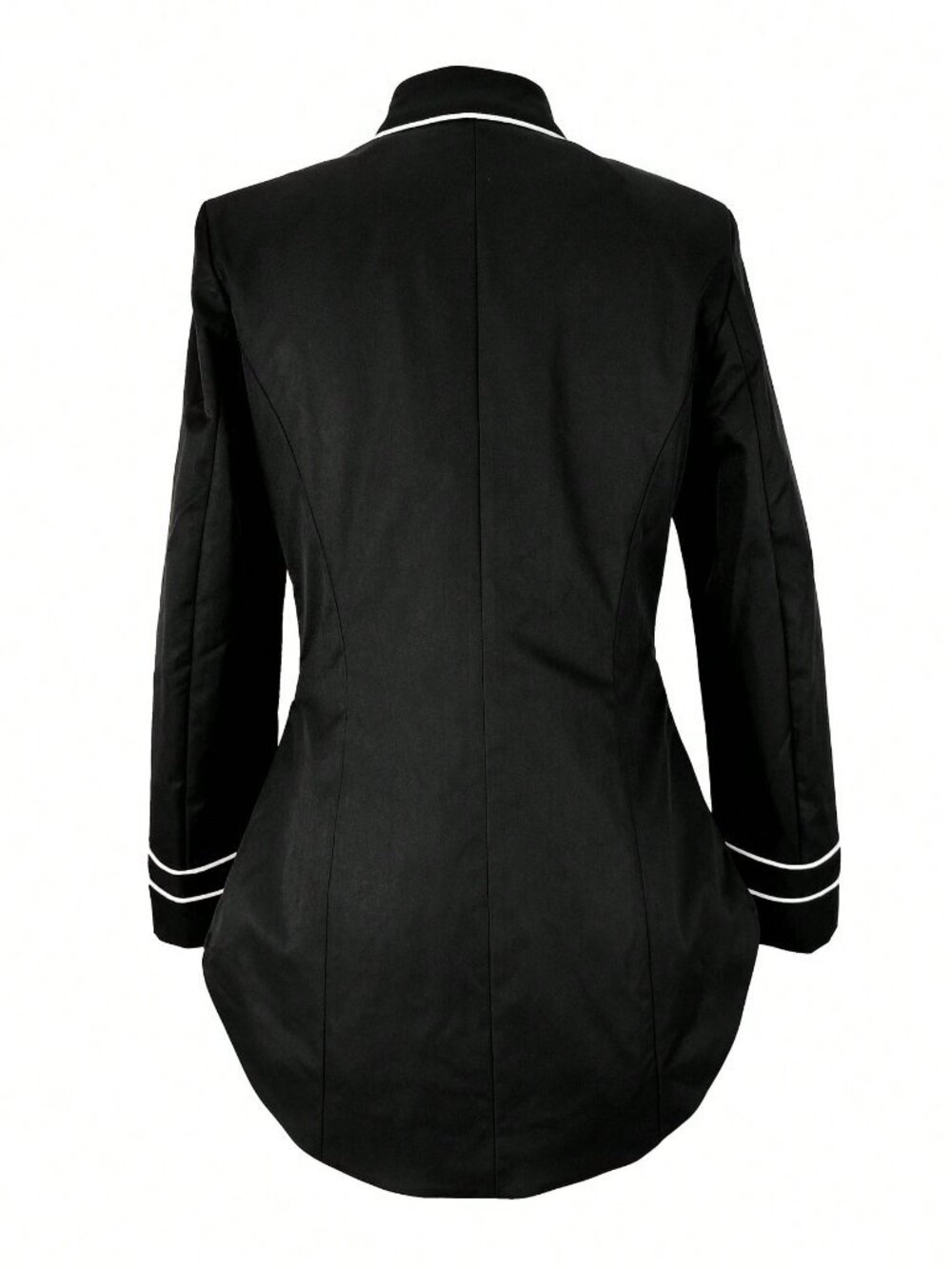 Black Elegant Women's Front-Buttoned Double-Breasted Slim-Fit Blazer - Picture 6 of 6